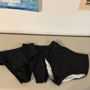 Bundle of three black, bikini bottoms, high waisted